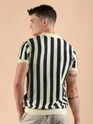 Navy Blue Striped Flat Knit Shirt